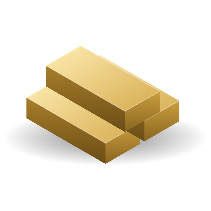 Three gold ingots stacked