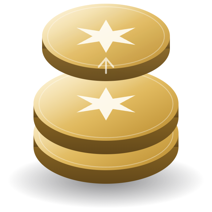 A coin lifting off a stack of coins